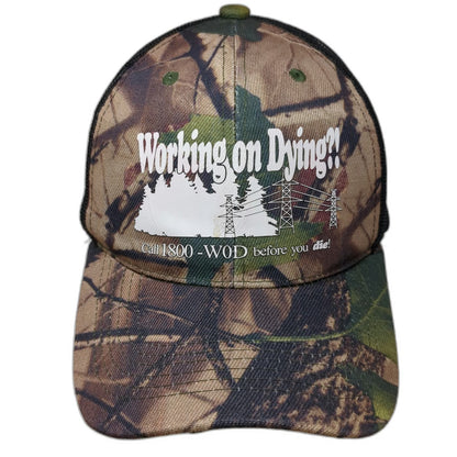 Trucker Hat Green Camo One Size Working on Dying Power Lines Graphic Mesh Back
