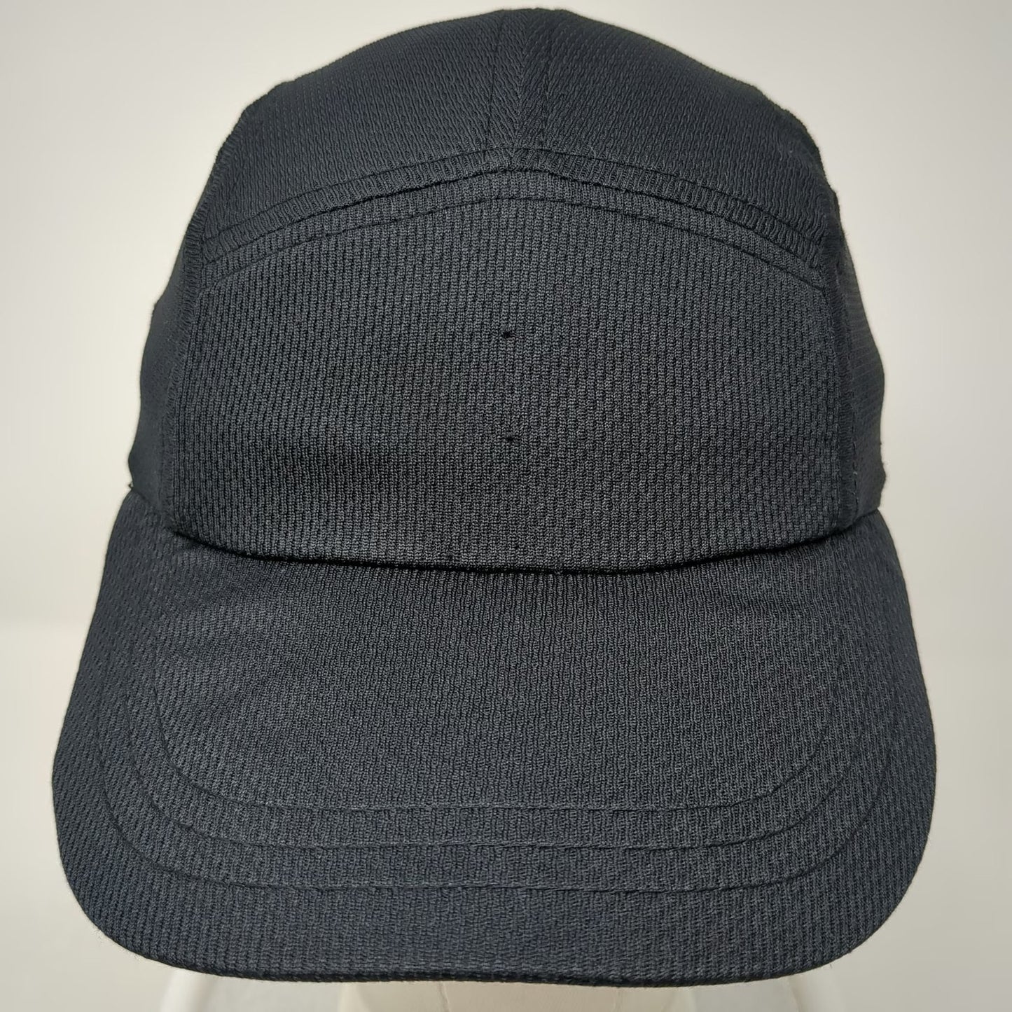 Headsweats 5 Panel Black Hat One Size Polyester Runner Logo Athletic Performance