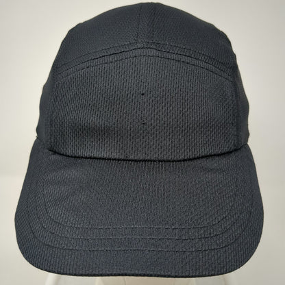 Headsweats 5 Panel Black Hat One Size Polyester Runner Logo Athletic Performance