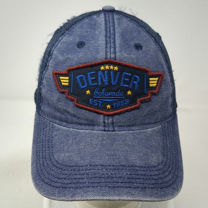 Legacy Trucker Hat Blue One Size Denver Colorado EST 1858 Patch Mesh Snapback