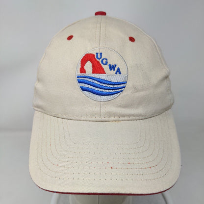 UGWA Strapback Hat Tan OSFA Embroidered 6 Panel Vent Holes Hit Wear