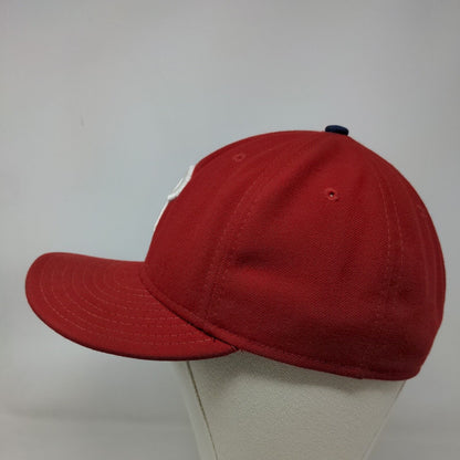 New Era Men's Fitted Hat Red Size 7 1/4 Embroidered Philadelphia Phillies Logo