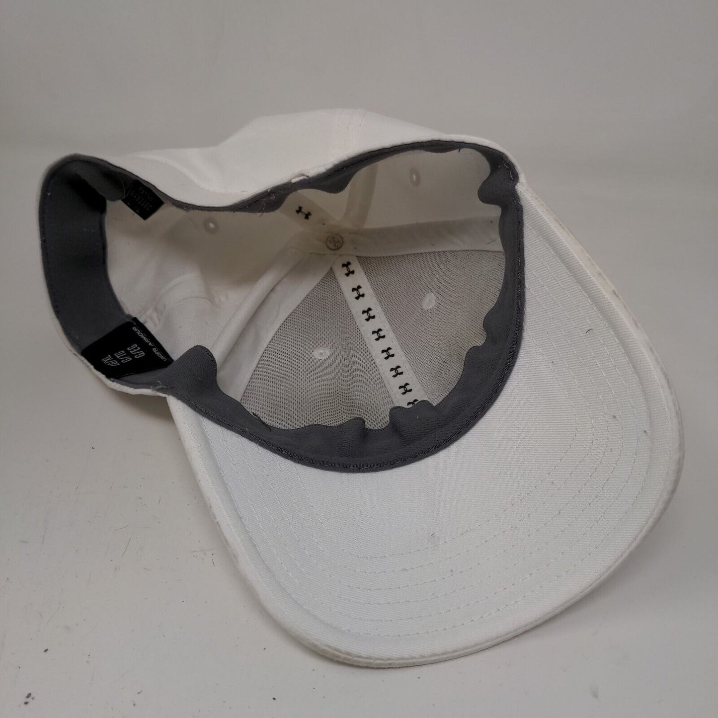 Under Armour Men's Fitted Hat White Size L/XL Polyester Blend 3D Logo