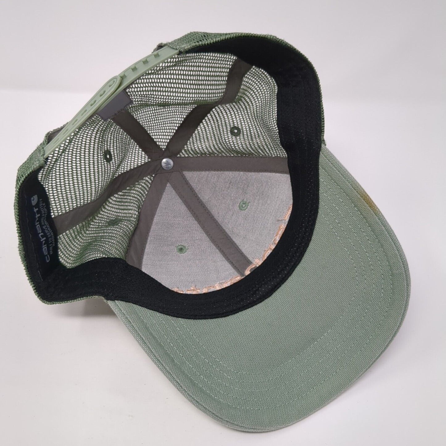 Carhartt Snapback Mesh Back Trucker Hat Green One Size Embroidered