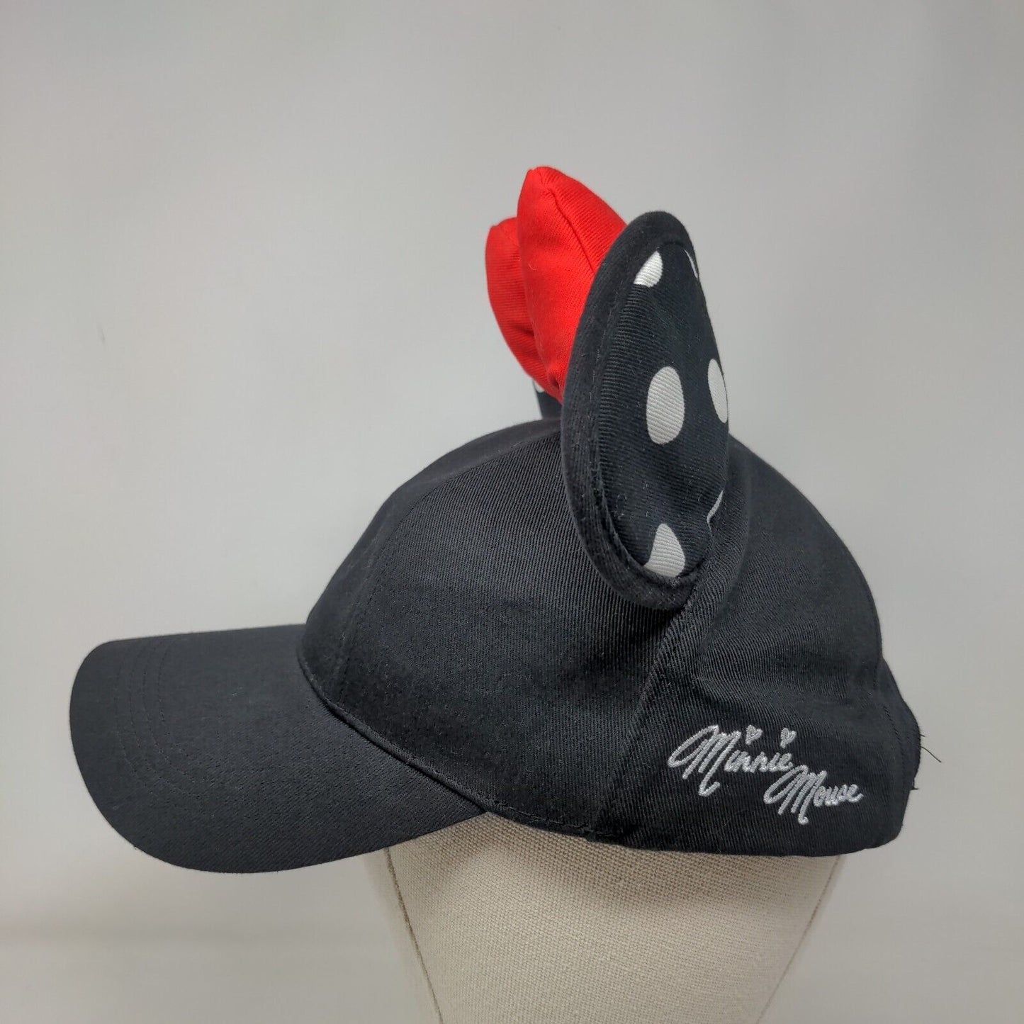 Minnie Mouse Adult Snapback Hat Black 57-60cm Polka Dot Ears Bow Disney Parks