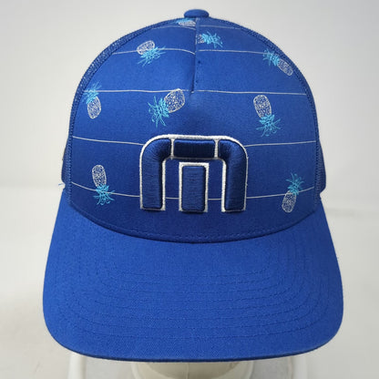 TravisMathew Trucker Hat Blue One Size Pineapple Print Mesh Back Snapback Golf