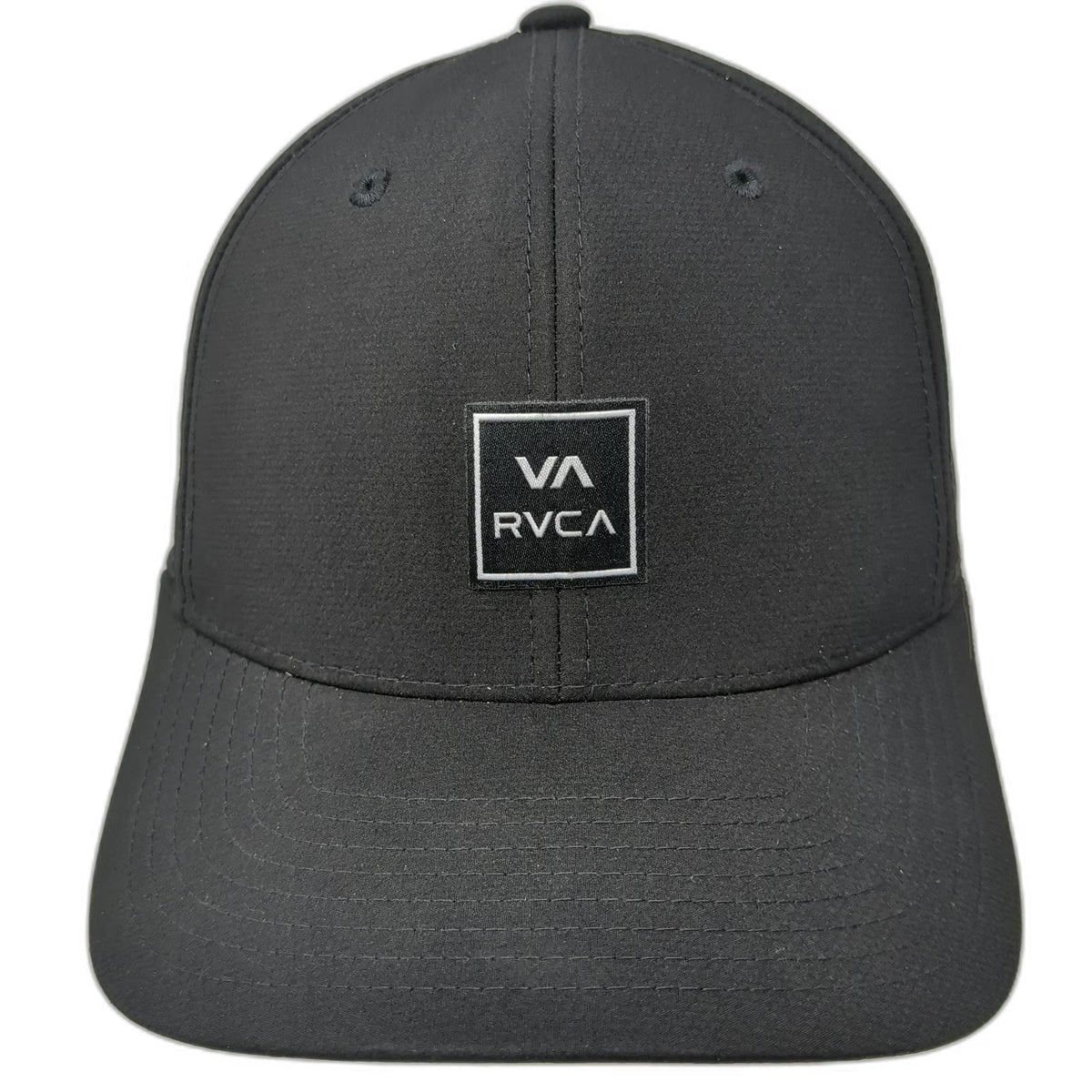 RVCA Baseball Cap Black One Size Logo Patch Flexfit Fitted Stretch Fit Hat