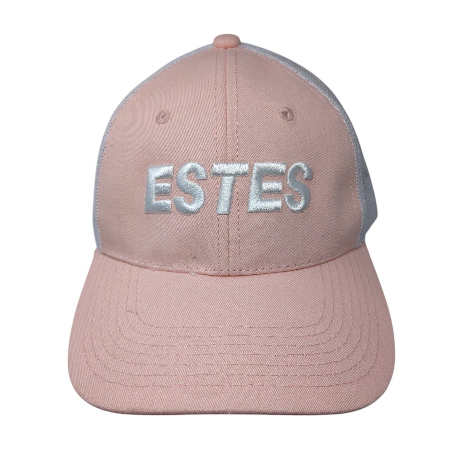 Estes Snapback Mesh Back Trucker Hat Pink One Size Embroidered 6 Panel