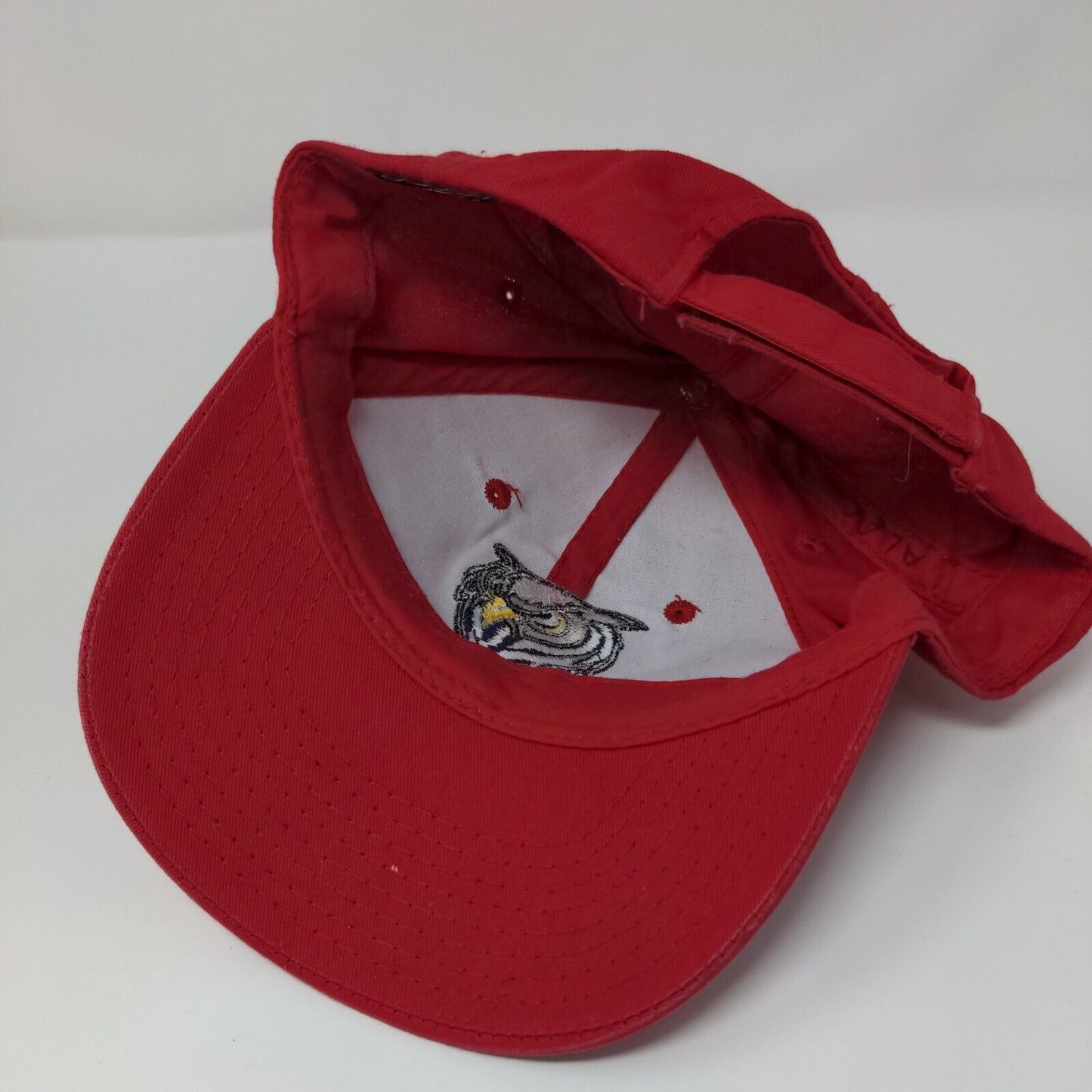 Owl Strapback Hat Red OSFM Adjustable Embroidered Outdoor Cap