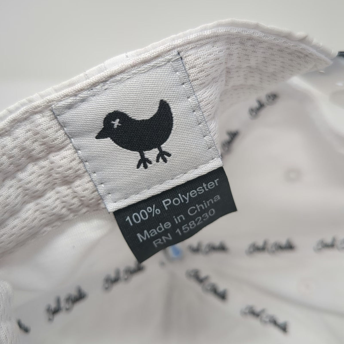 Bad Birdie 5 Panel White Hat One Size Snapback Black Rope Script Performance