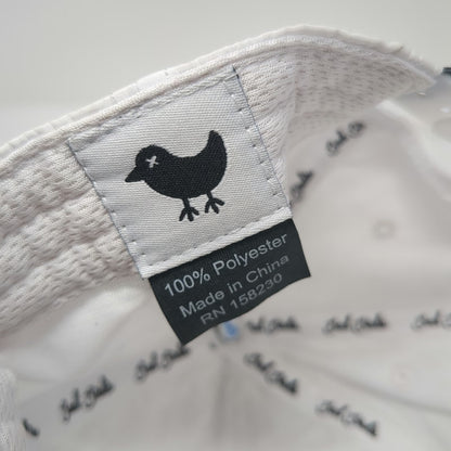 Bad Birdie 5 Panel White Hat One Size Snapback Black Rope Script Performance