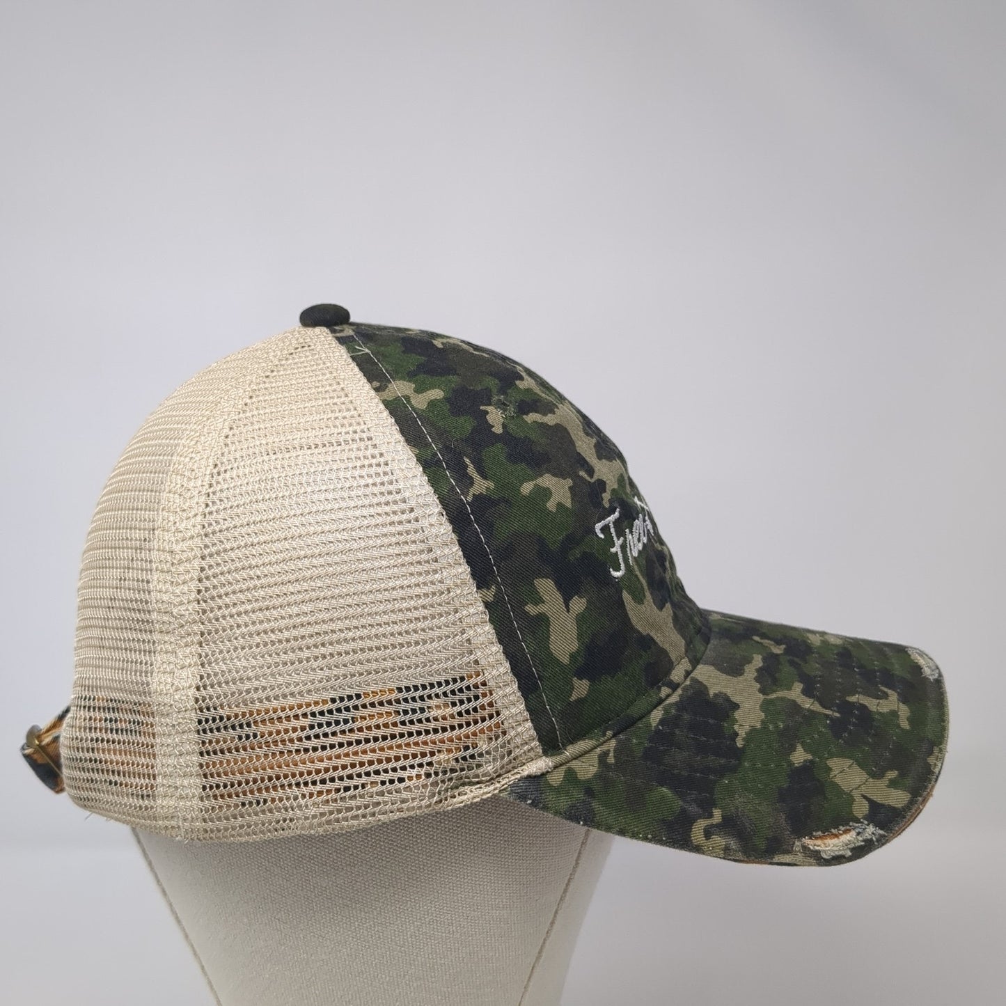 Free Wild Trucker Hat Multicolor OS Adjustable Distressed Camouflage Mesh Back