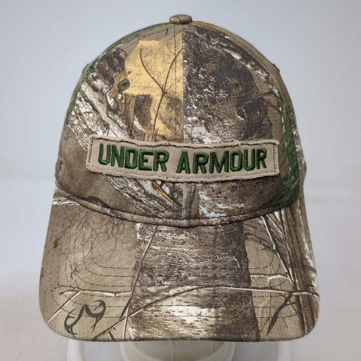 Under Armour Baseball Cap Brown L Camo Realtree Patch Logo Stretch Fitted Hat