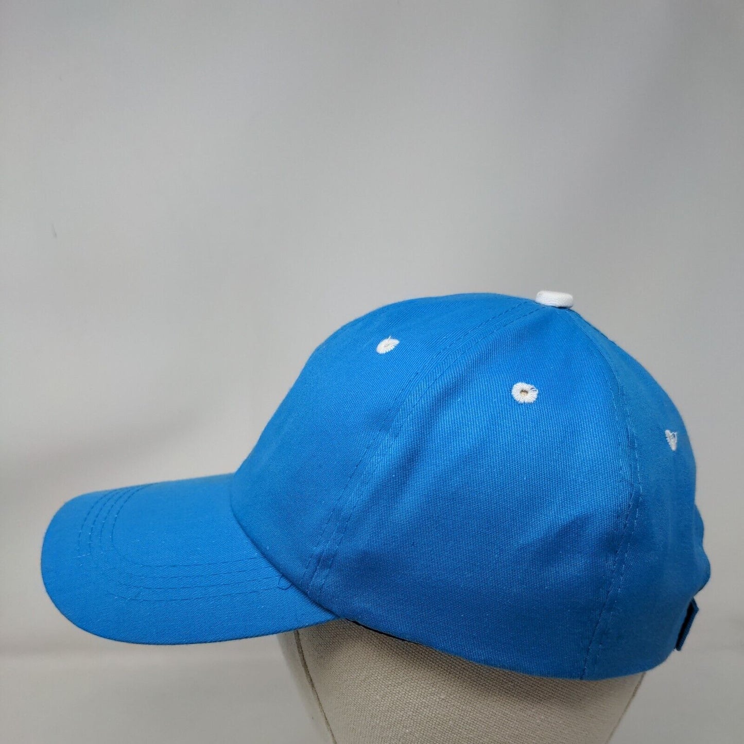 Unbranded Strapback Hat Blue OSFA Adjustable Vented Holes 6 Panel Blank