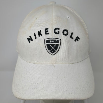 Nike Baseball Cap White XL Shield Logo Embroidered Flexfit Swoosh Golf Hat