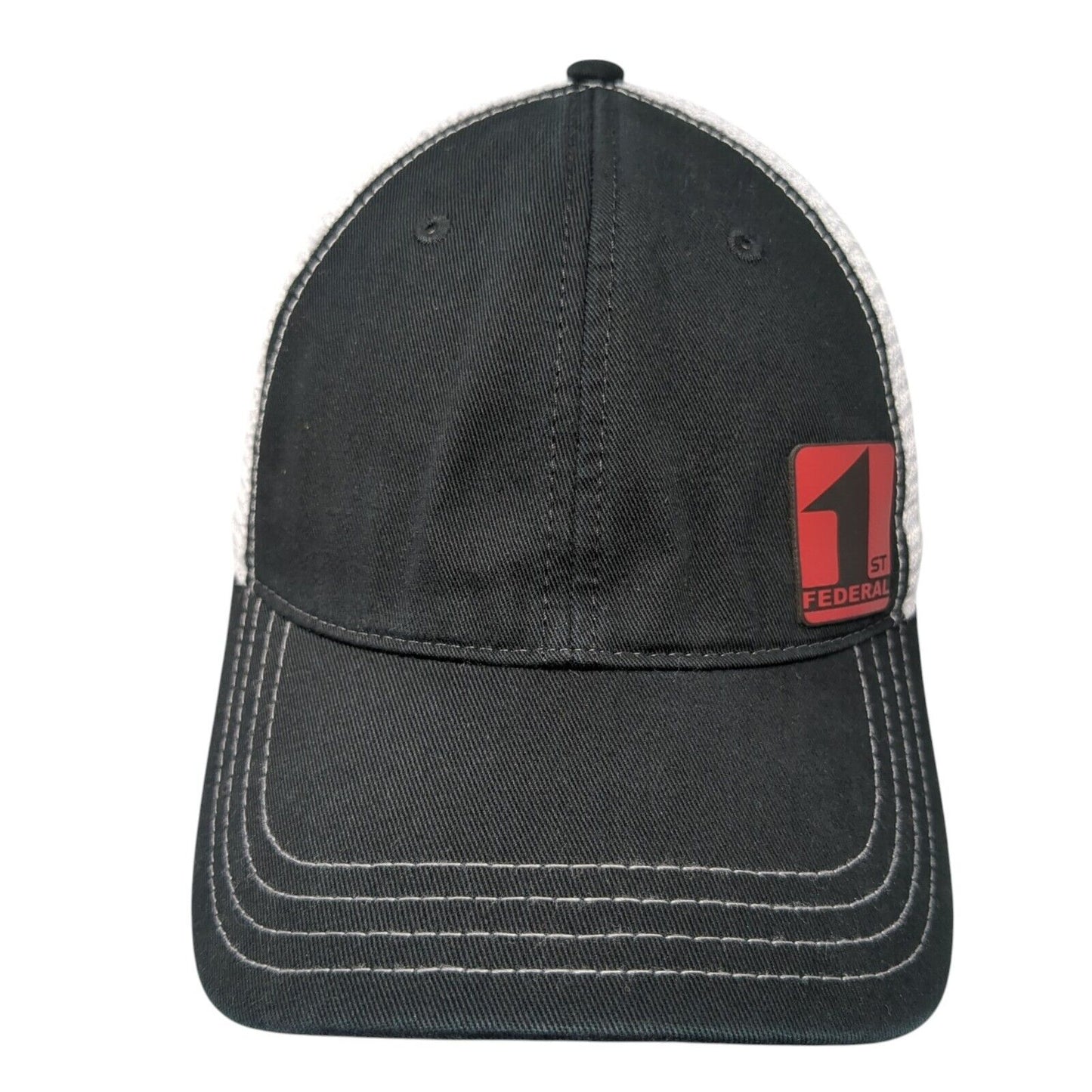 1st Federal Snapback Trucker Hat Black M/L Adjustable Mesh Back Richardson
