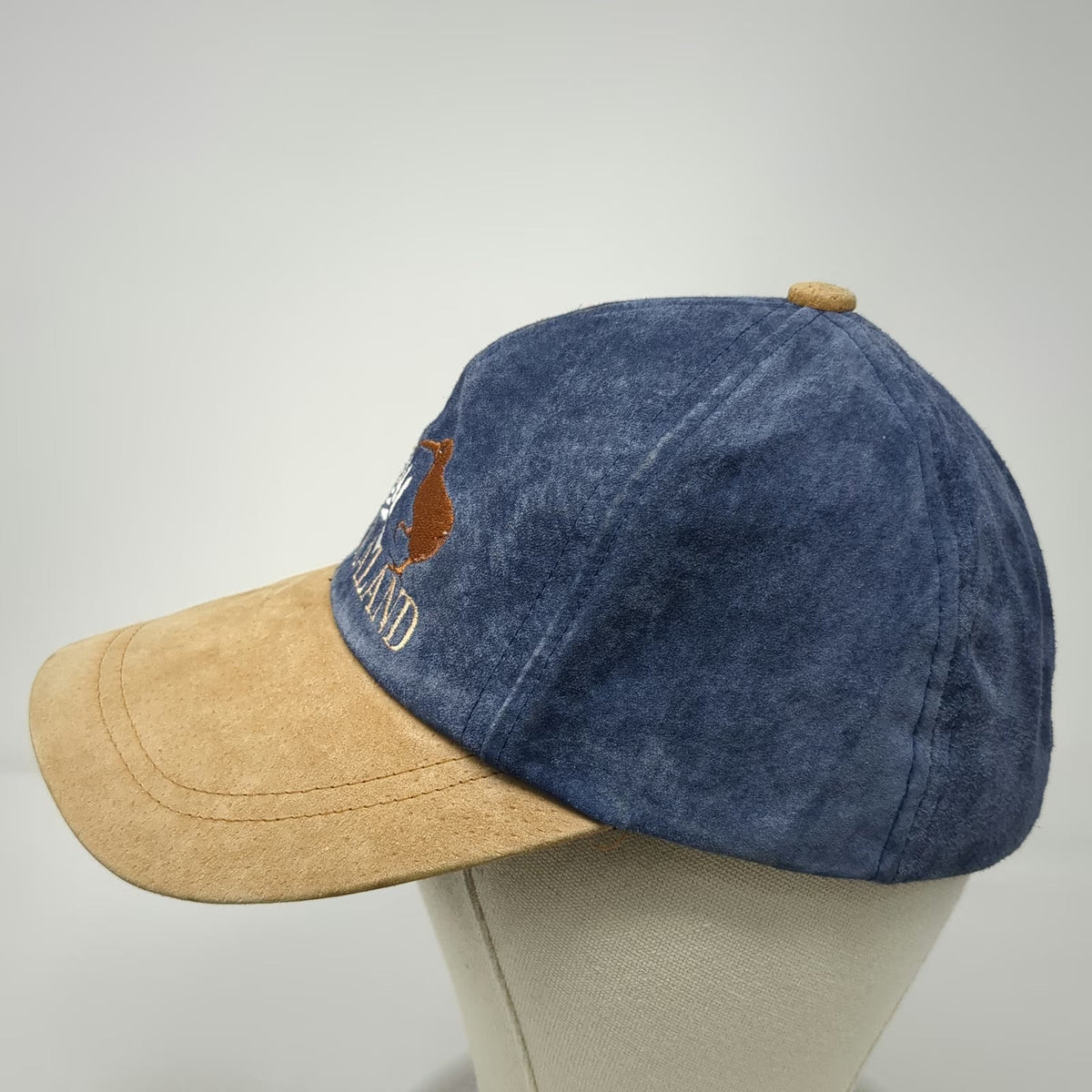 Hallifax Baseball Cap Blue Beige OSFM New Zealand Kiwi Silver Fern Leather hat