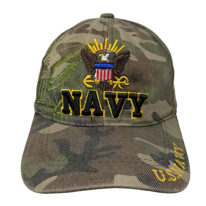 US Navy Strapback Hat Camouflage OSFA Adjustable Embroidered 6 Panel Cursedi