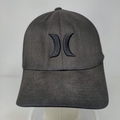 Hurley Fitted Hat Black L/XL Embroidered Vented Holes Flexfit Yupoong