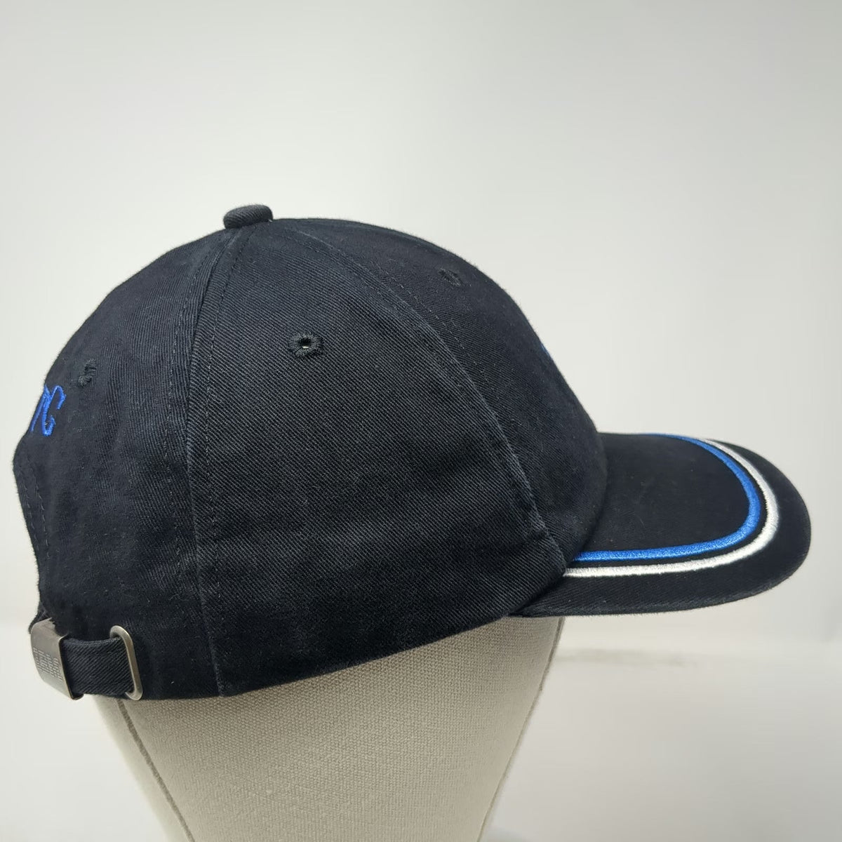 K-Products Baseball Cap Black Blue White IBM ITG Tree Slideback Hat Vintage