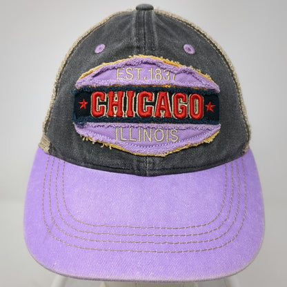 City Hats Trucker Hat Gray Purple One Size Chicago Illinois Patch Mesh Back