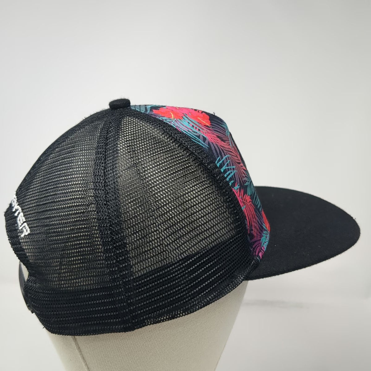 Tormenter Trucker Hat Black One Size Fish Skeleton Tropical Floral Print
