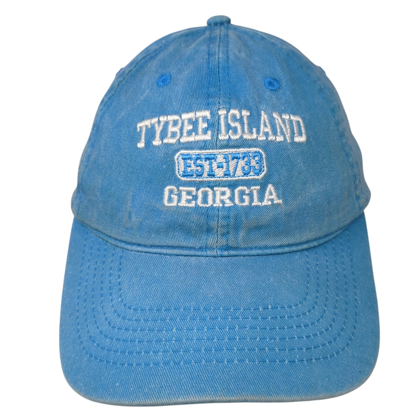 Tybee Island Georgia Strapback Hat Blue One Size Adjustable Outback