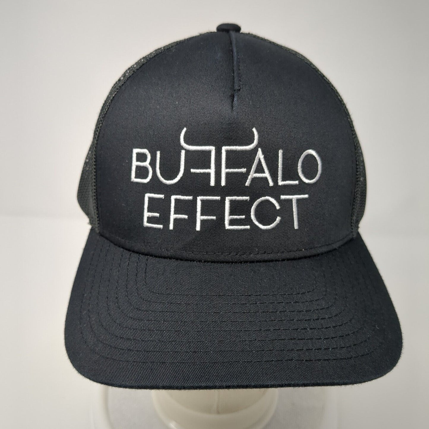 Buffalo Effect Snapback Mesh Back Trucker Hat Black One Size Solid