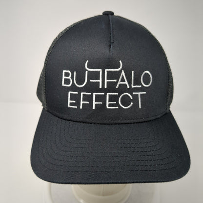 Buffalo Effect Snapback Mesh Back Trucker Hat Black One Size Solid