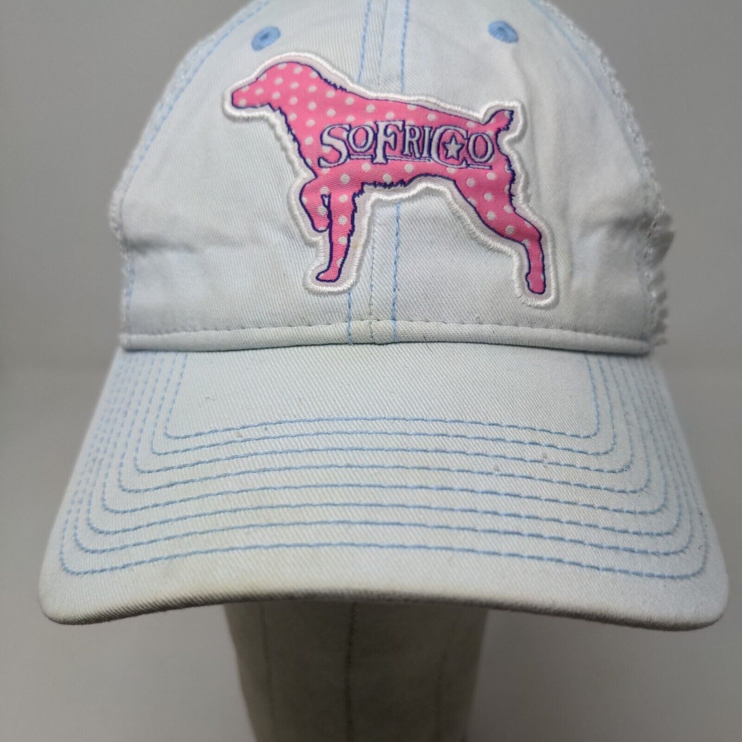 Southern Fried Cotton Women's Snapback Mesh Back Hat Blue OSFM Embroidered Dog