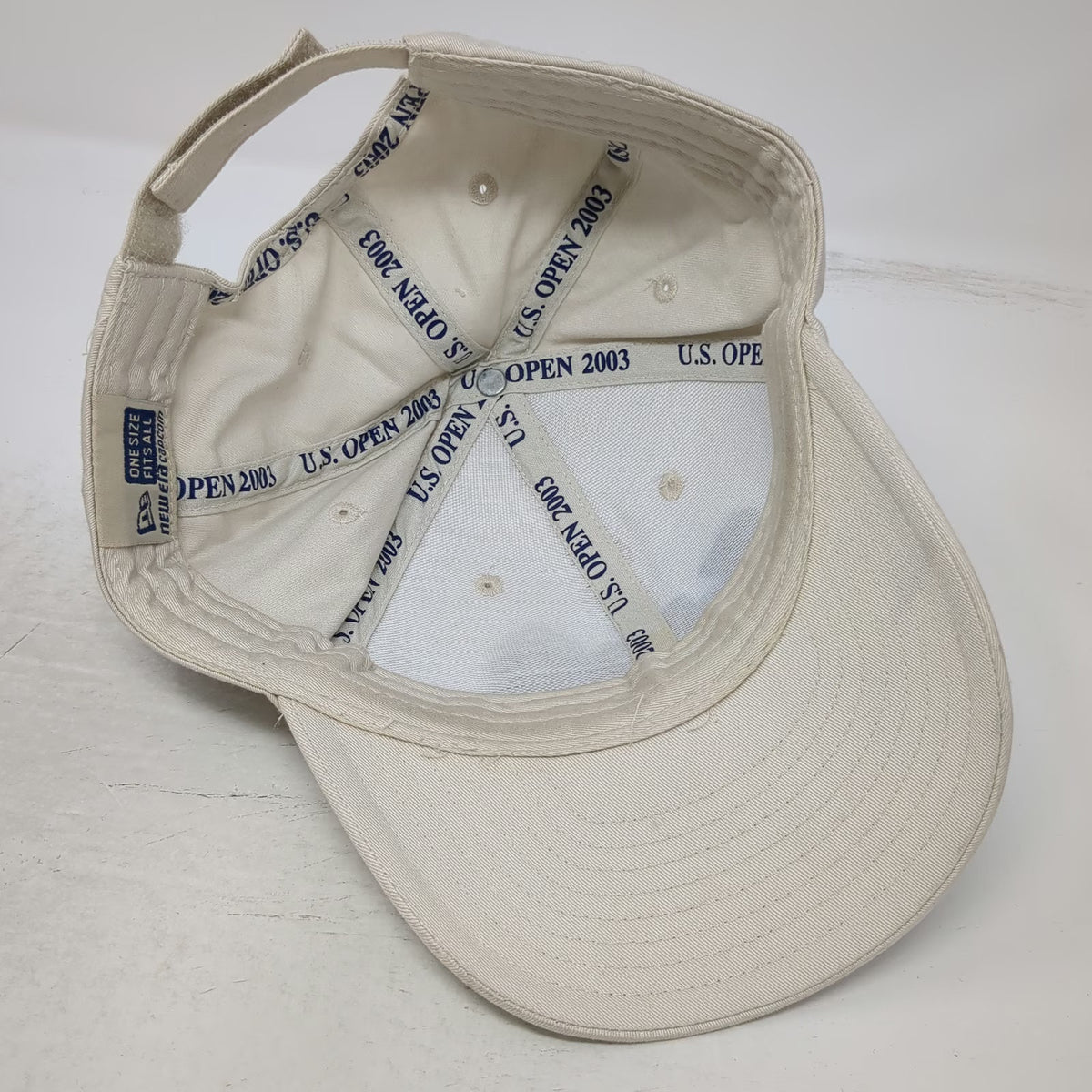 New Era Baseball Cap Beige Red Blue One Size 2003 US Open Olympia Fields USA Hat