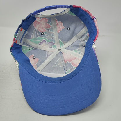 San Sun 5 Panel Blue Floral Tropical Hat One Size Snapback Rope VAMC Aloha Surf