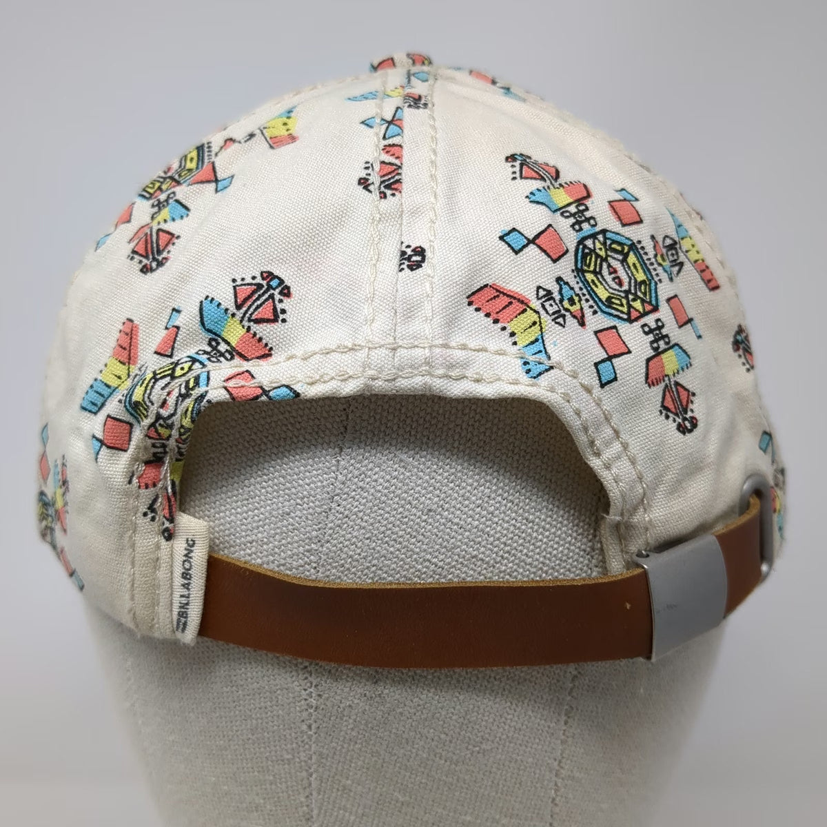 Billabong 5 Panel Beige Geometric Tribal One Size Hat Slideback All Over Pattern