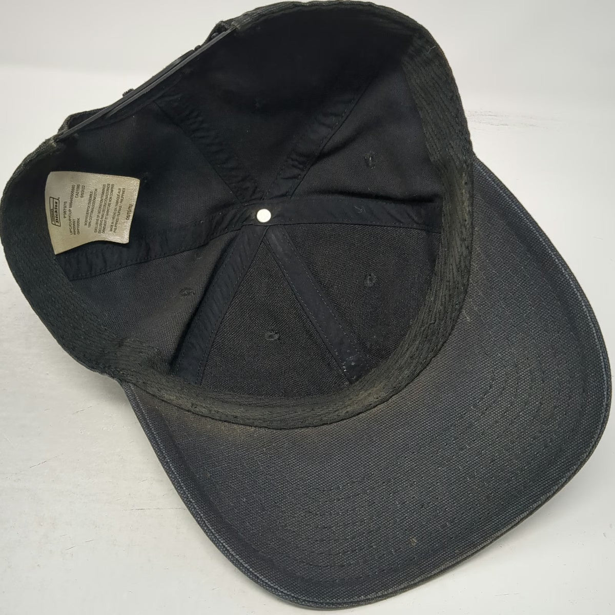 Dickies Snapback Black One Size Genuine Logo Patch Cotton Workwear 6 Panel Hat