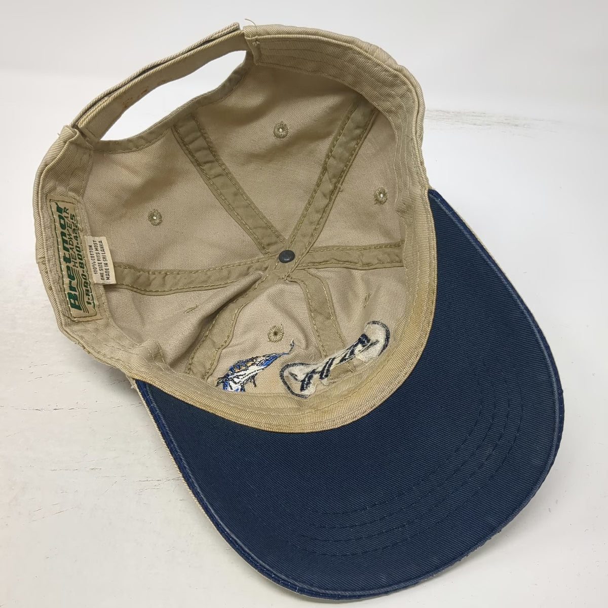 Bretmor Baseball Cap Beige OSFM Key West Route Marlin Logo Strapback Cotton hat
