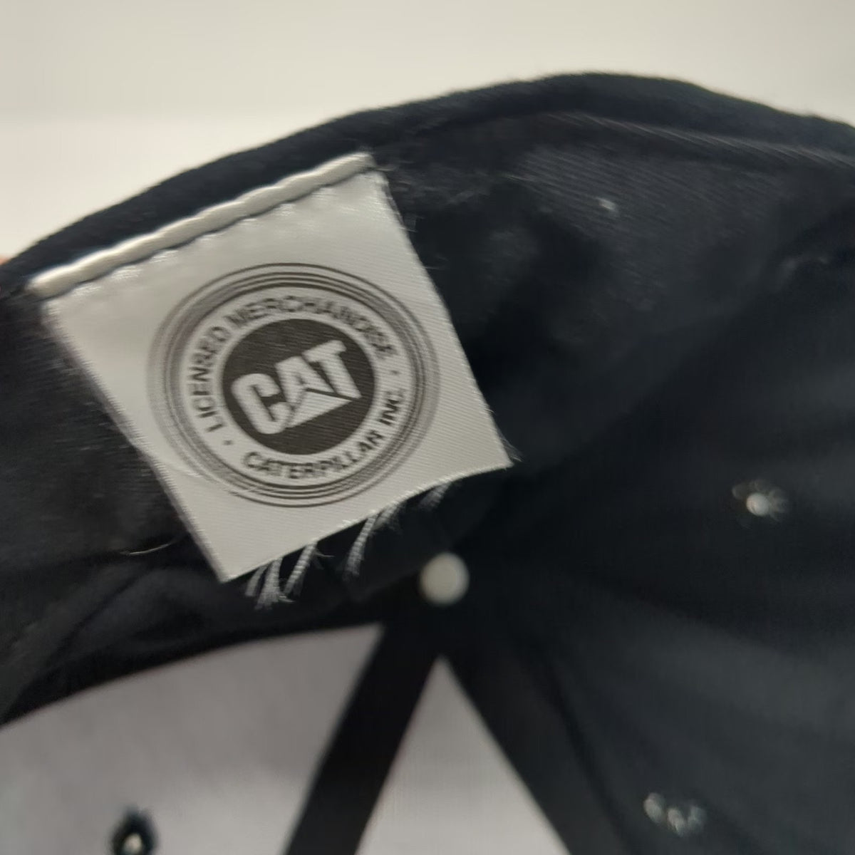 Caterpillar Baseball Cap Black OSFM Metal Logo Plate Reflective Strapback Hat