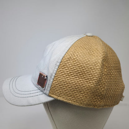 Roxy 5 Panel Gray Hat OSFM Woven Straw Back Floral Under Brim Strapback Patch