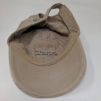 Baseball Patch Strapback Hat Tan Medium-Large Adjustable Life Is Good