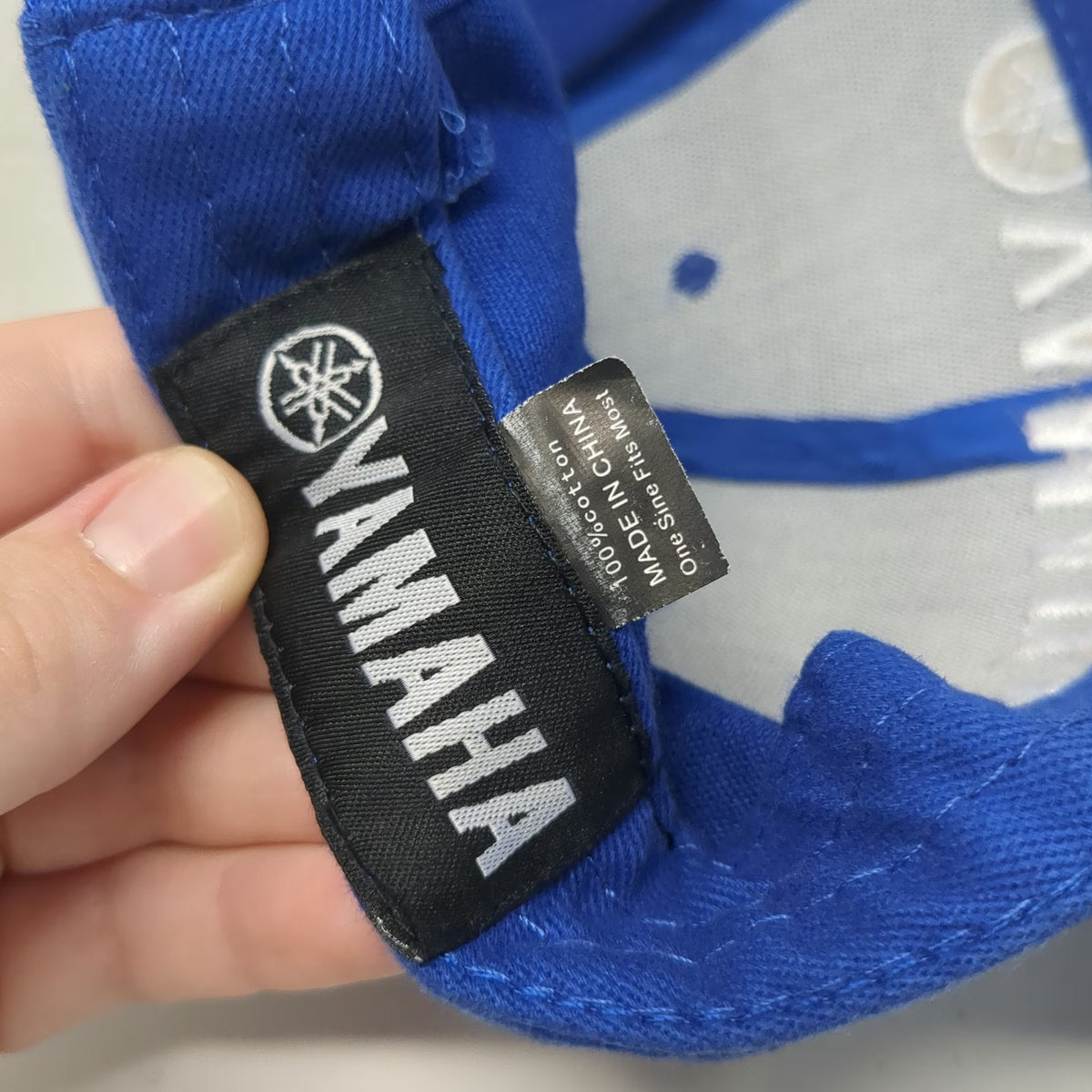 Yamaha Baseball Cap Blue One Size Strapback Embroidered Logo White Piping Hat