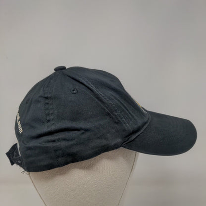CAT Strapback Hat Black OSFM Adjustable Embroidered Vented Holes 6 Panel Cotton