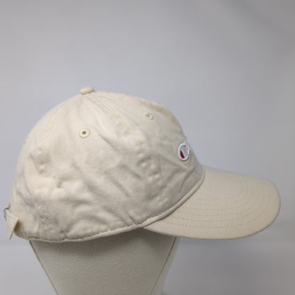 Champion Slideback Hat Tan OSFA Adjustable Embroidered Vented Holes 6 Panel