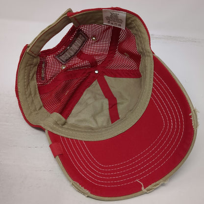 Farm Boy Baseball Cap Beige Red One Size Pinup Girl Corn Mesh Star Graphic Hat
