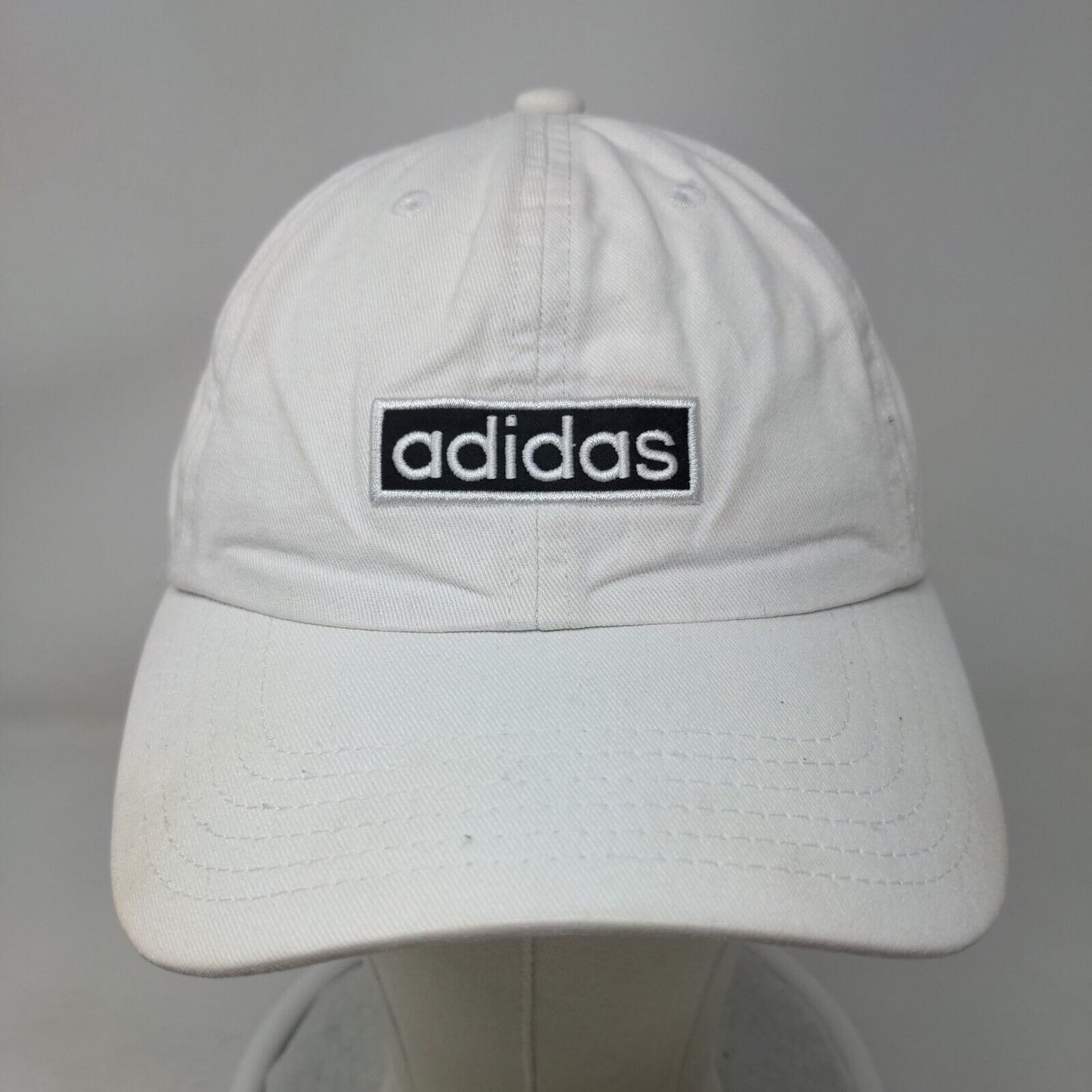 Adidas Strapback Hat White One Size Adjustable Embroidered Aeroready 6 Panel