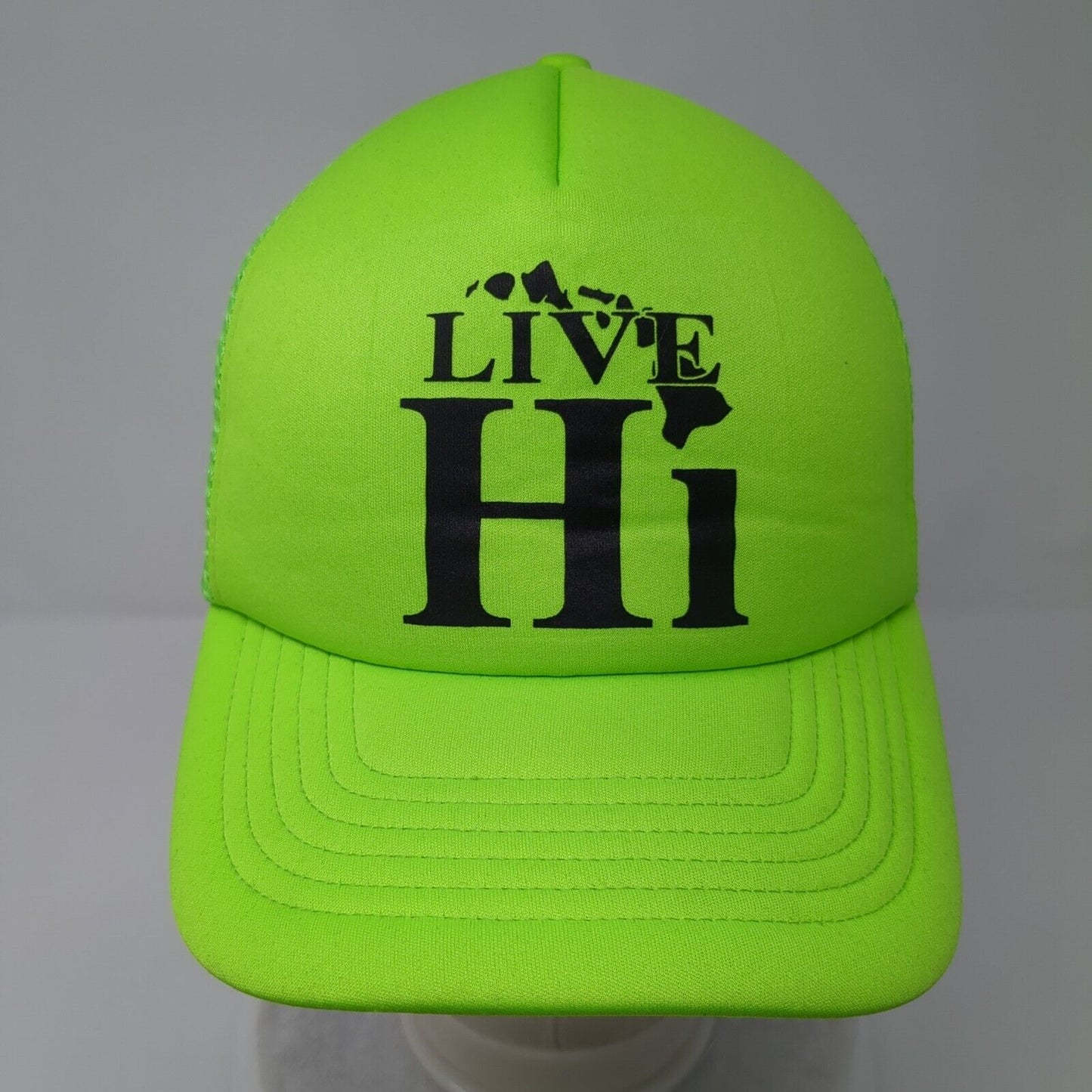 Live Hi Snapback Trucker Hat Green OSFA Adjustable Mesh Back 6 Panel Polyester
