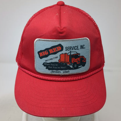 Sportsman Trucker Hat Red One Size Big Service Jensen Utah Mesh Snapback Graphic