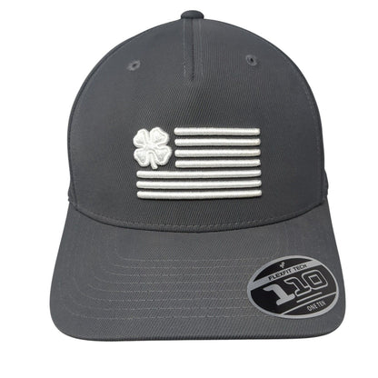 Live Lucky Flag Snapback Hat Gray OSFA CompuNet Black Clover Flexfit 110