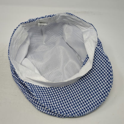 Newsboy Cap Blue One Size Fitted Gingham Checkered Pattern Driving Ivy Golf Hat