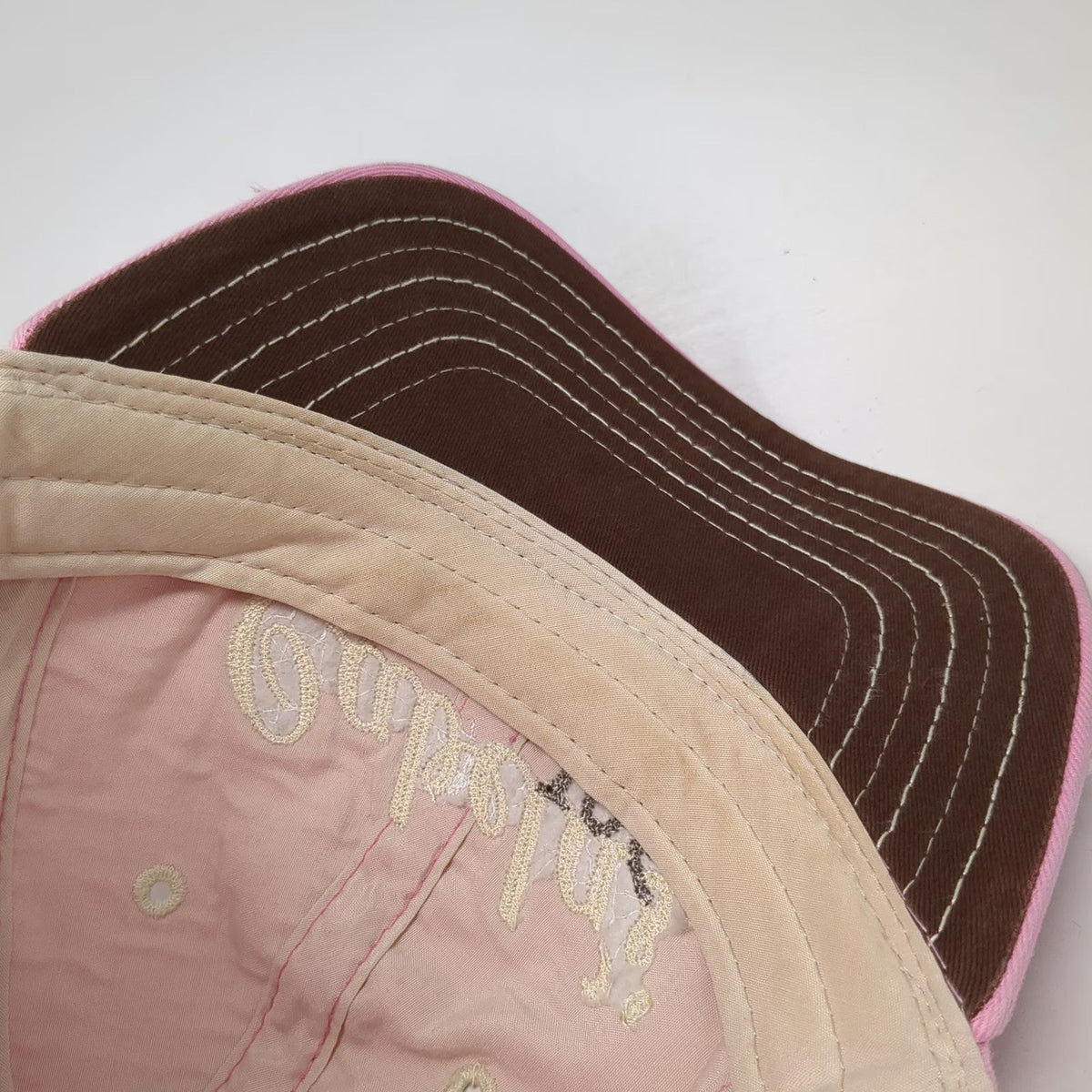Cabela's Baseball Cap Pink One Size Distressed Brim Contrast Stitch Hat