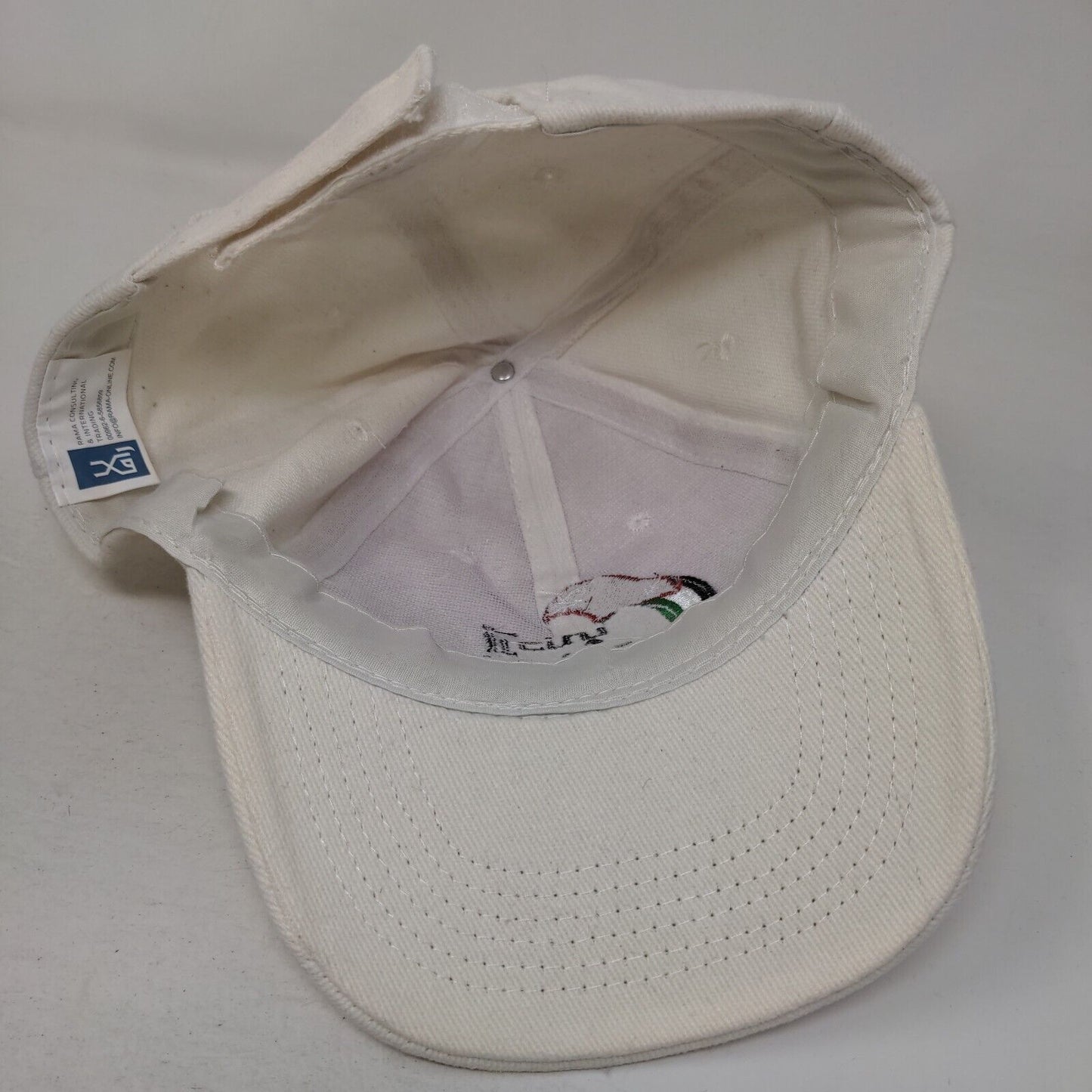 Rama Consulting & International Strapback Hat Cream One Size Embroidered Cotton
