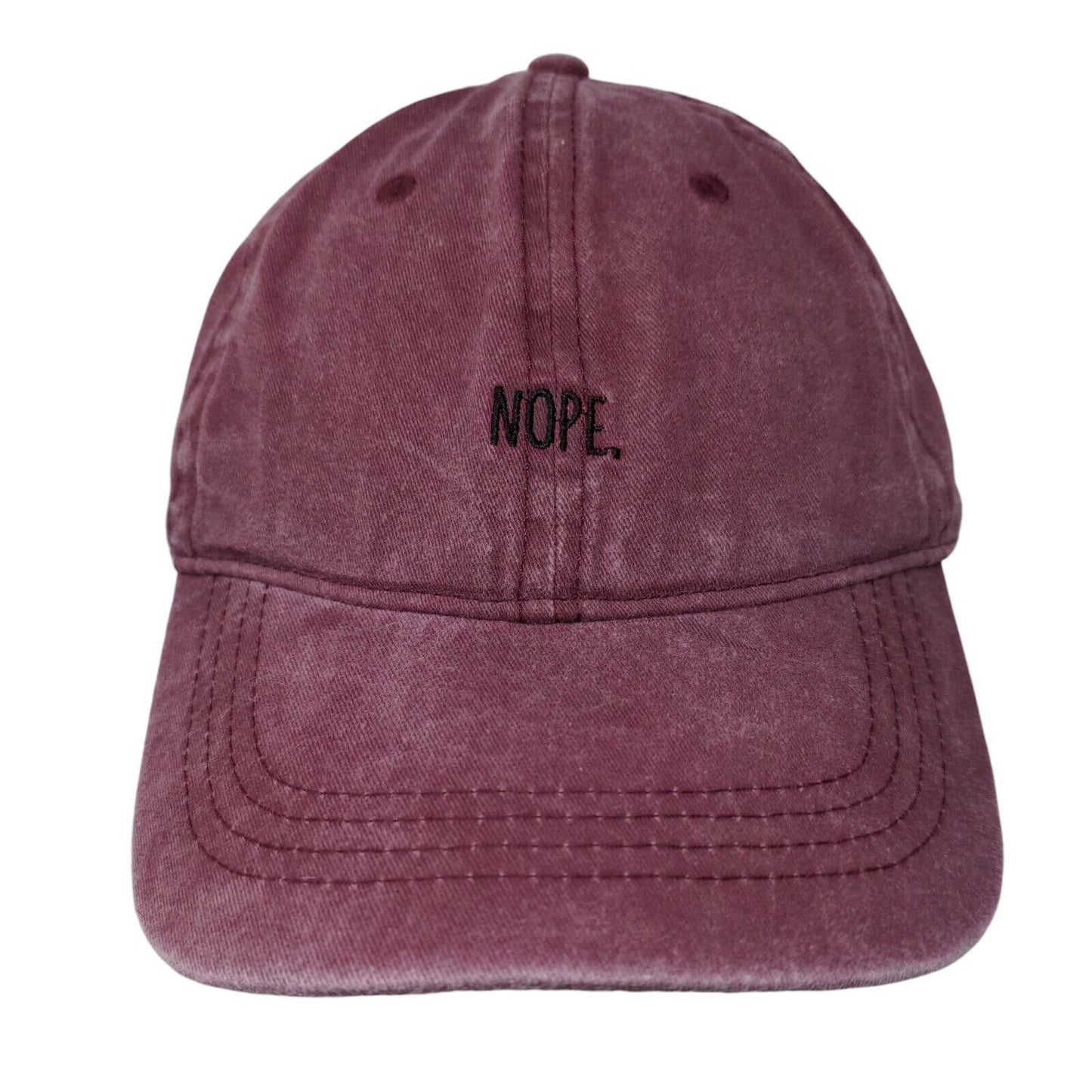 Nope Slideback Hat Red Burgundy Adjustable Embroidered 6 Panel Cotton